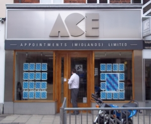 Illuminated sign with halo effect for Ace Appointments